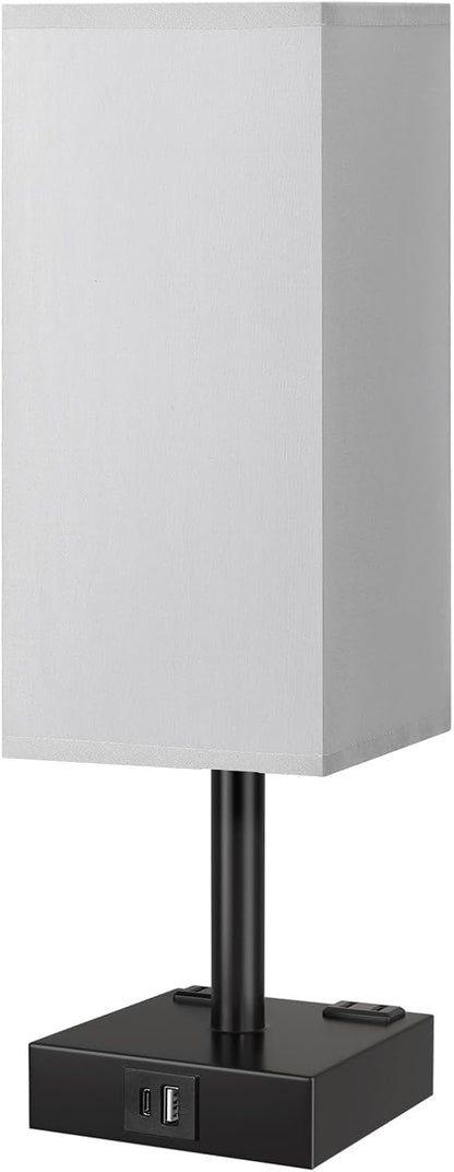 Touch Bedside Table Lamp for Bedroom - Dimmable, USB C+A, 2 AC Outlets