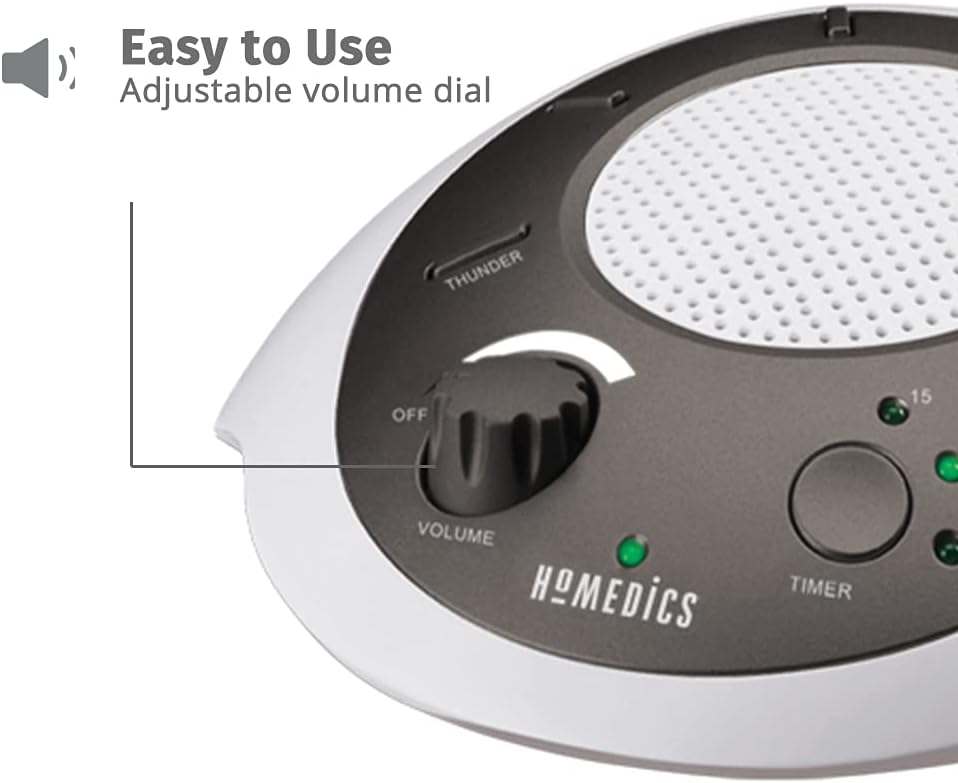 Homedics SoundSleep White Noise Sound Machine, Blue, Small Travel Sound Machine with 6 Relaxing Nature Sounds, Portable Sound Therapy for Home, Office, Nursery, Auto-Off Timer, by Homedics