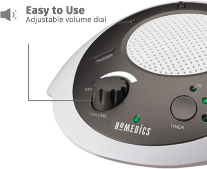 Homedics SoundSleep White Noise Sound Machine, Blue, Small Travel Sound Machine with 6 Relaxing Nature Sounds, Portable Sound Therapy for Home, Office, Nursery, Auto-Off Timer, by Homedics