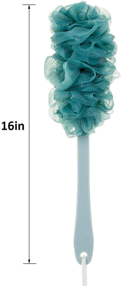 Back Scrubber for Shower, Loofah Long Handle Bath Body Brush, Soft Nylon Mesh Sponge On a Stick for Shower Men Women Kids Elderly, Exfoliating Scrub Cleaning Luffa for All Kinds of Skin(Blue)