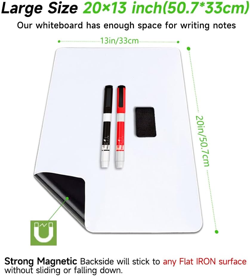 Magnetic Dry Erase Board Fridge Whiteboard Sheet 20"x13"