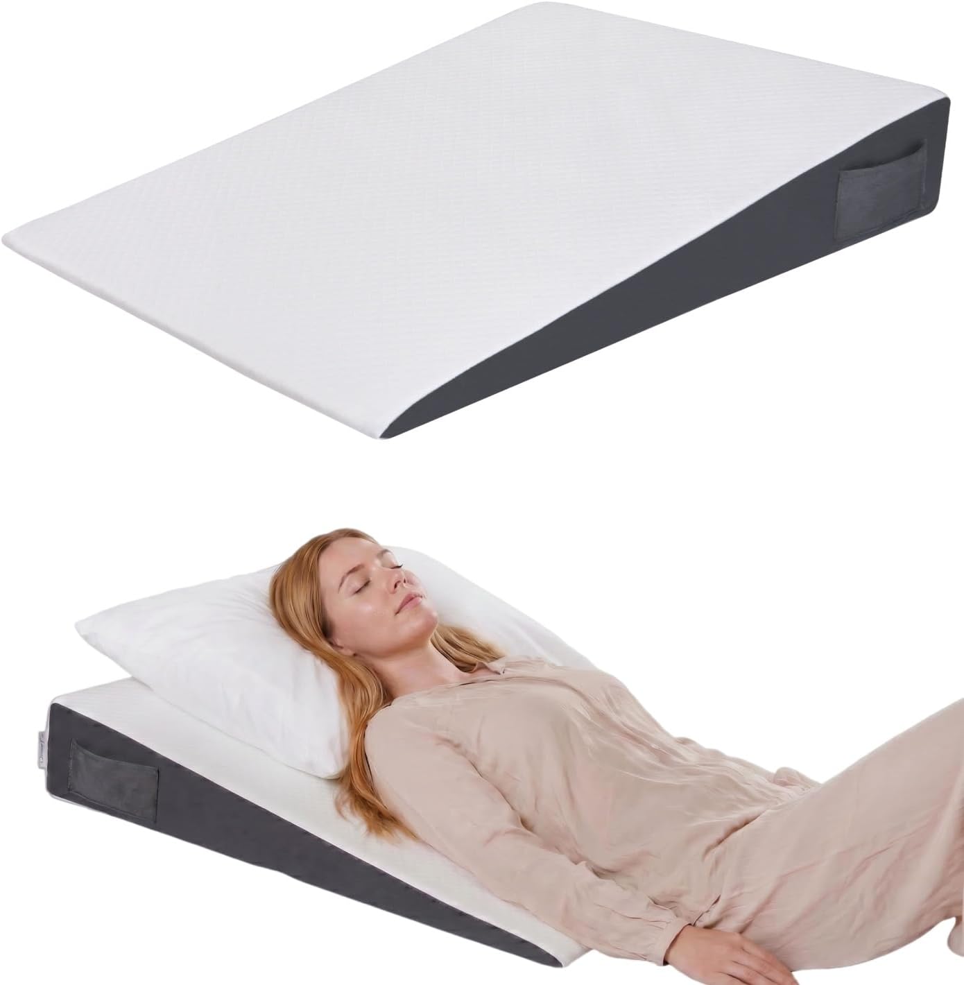 31" Extra-Long Wedge Pillow, Full Torso Support with Gentle Incline, Upper Body Elevation for Sleeping, Acid Reflux, Snoring Relief, Back Pain Relief, After Surgery, Gray