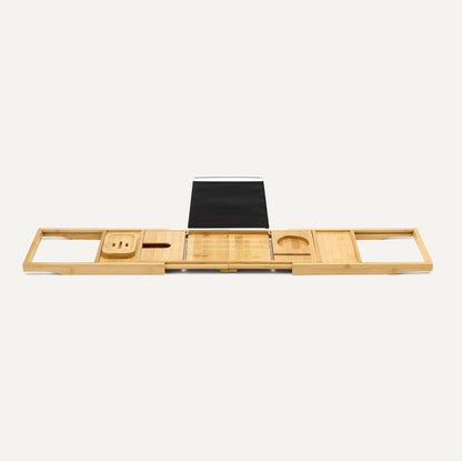 Amazon Basics Expandable Bamboo Bathtub Tray Caddy, 29.5-43 in, Spa Bath Organizer