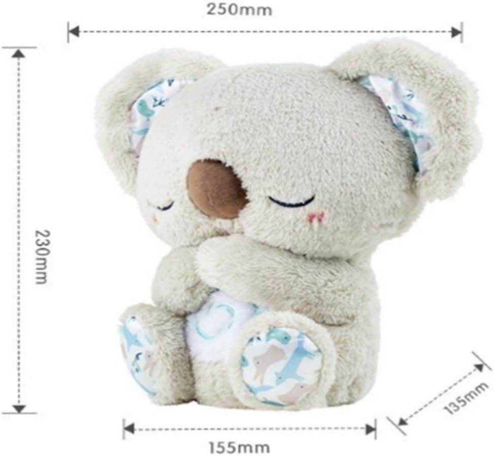 QFCST Relief Koala Breathing Stuffed Toy, Anxiety Relief Plush Breathing Animal, Sleeping Koala Plush Breathing with Musical Lights & Rhythmic Breathing Motion