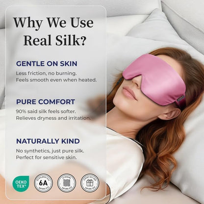Heated Eye Mask for Dry Eyes, USB Powered Silk Warm Compress for Eyes