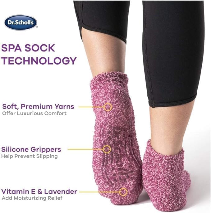Dr. Scholl's Womens Low Cut Soothing Spa - Lavender & Vitamin E Infused 2 3 Pair Packs Bottom Grippers Sock, Blue, Pink/Blue, 4-10 US