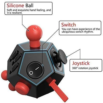 12 Sided Finger Cube Toys, Fidget Toys Relief Stress, Autism and Anxiety Depression for Kids Adults (Blue, Normal)