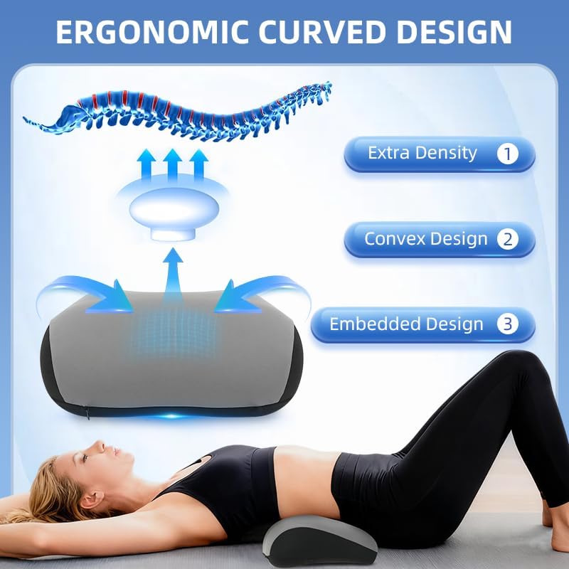 Lumbar Support Pillow for Office Chair, Memory Foam Lumbar Pillow for Lower Back Pain Relief (Grey)