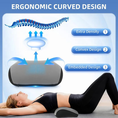 Lumbar Support Pillow for Office Chair, Memory Foam Lumbar Pillow for Lower Back Pain Relief (Grey)