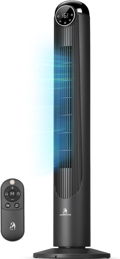 Antarctic Star T36 Tower Fan-36 Inch, Bladeless Oscillating Fan with Remote, 6 Speeds & 4 Modes, LED Display, 9H Timer, Quiet Floor Standing Fan for Bedroom Living Room Office, Pink