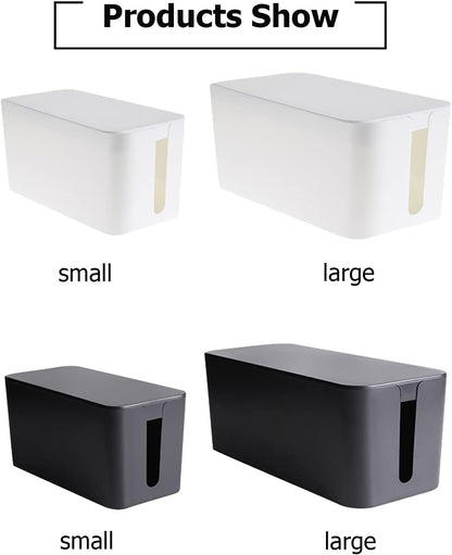 Cable Management Box,Power Cover Surge Protector for Desk Large Black