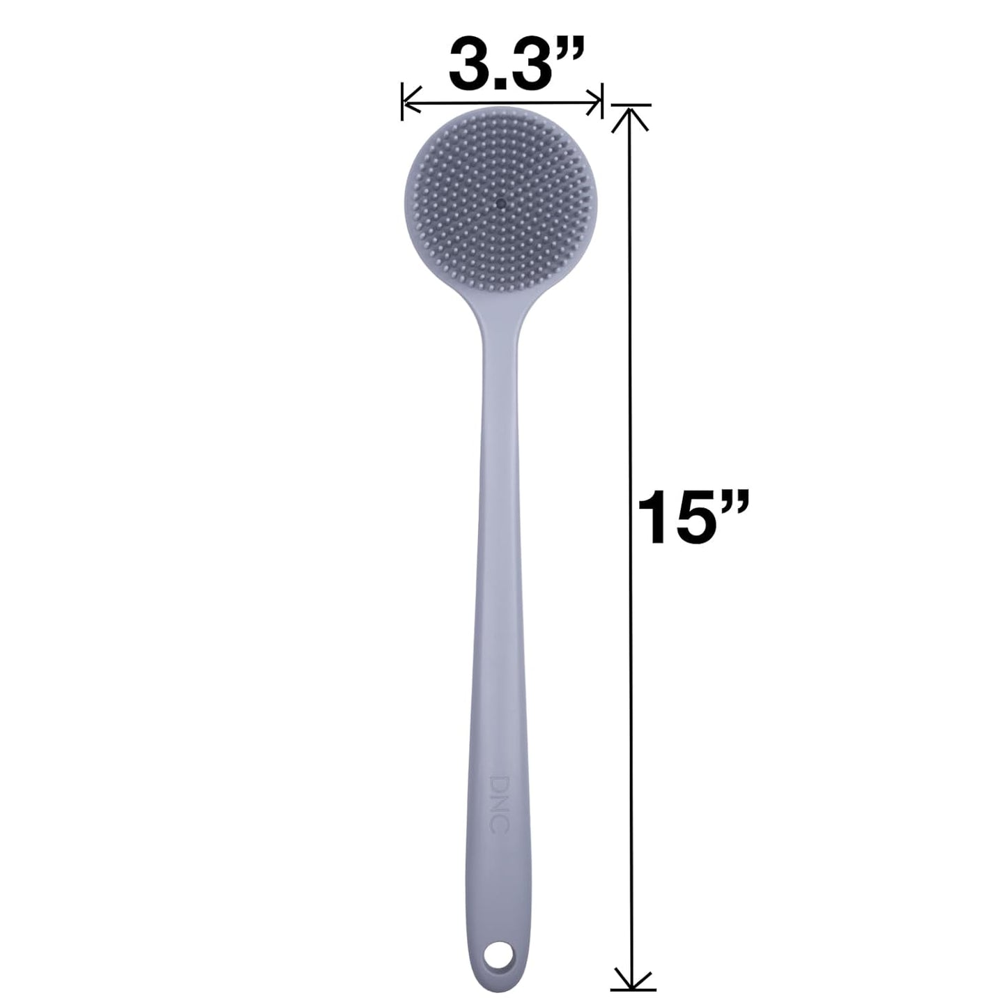 DNC Back Scrubber for Shower Soft Silicone Bath Body Brush with Long Handle (Black)