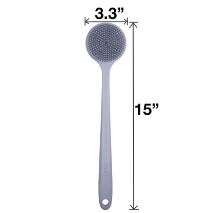 DNC Back Scrubber for Shower Soft Silicone Bath Body Brush with Long Handle (Black)