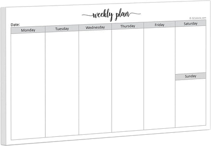 321Done Undated Weekly Planner Notepad, Jumbo 11x17 Desk Pad - 50 Tear-Off Sheets, Weekday Monday-Friday Schedule, Daily Task Planner for Home, Office & Student Use - Made in USA