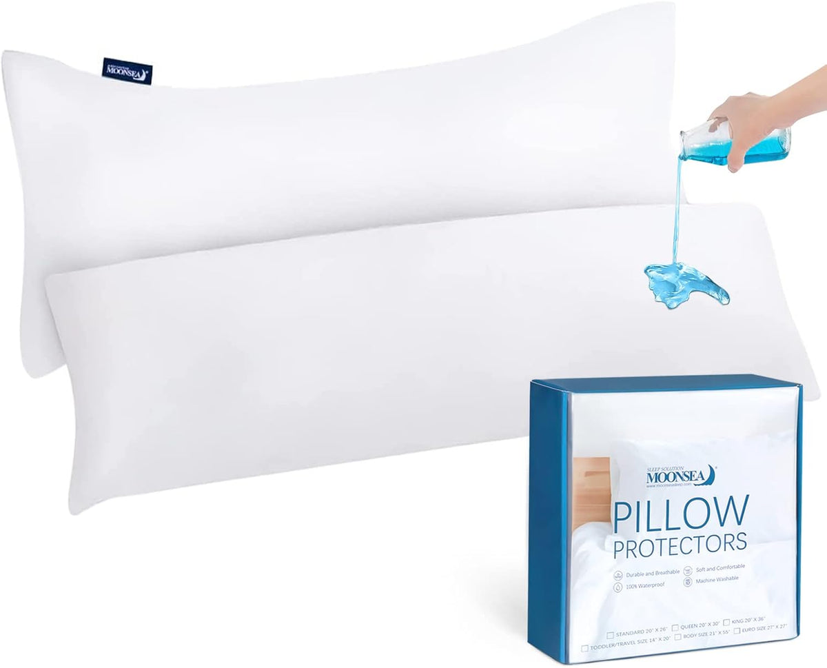 Waterproof Pillow Case Protector Zippered Standard Size White Pillow Covers