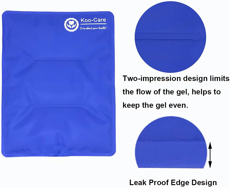 Koo-Care Extra Large Gel Ice Pack for Injuries Reusable Flexible Hot Cold Therapy Compress with Strap for Shoulder Rotator Cuff, Back, Hip, Shin - Knee Replacement Surgery Pain Relief XL 13" x 14.7"