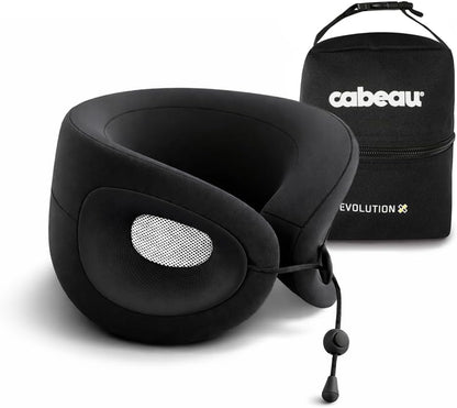 Cabeau Evolution X Deluxe - Best Travel Neck Pillow with Travel Bag (Diamond Black/White)