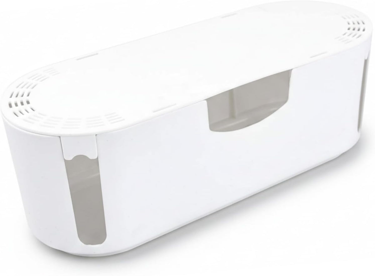 Cable Management Box for Power Strips up to 10.5 Inches, White