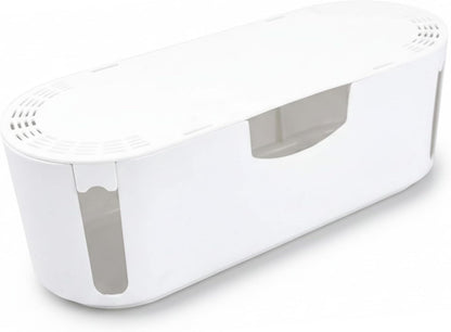 Cable Management Box for Power Strips up to 10.5 Inches, White