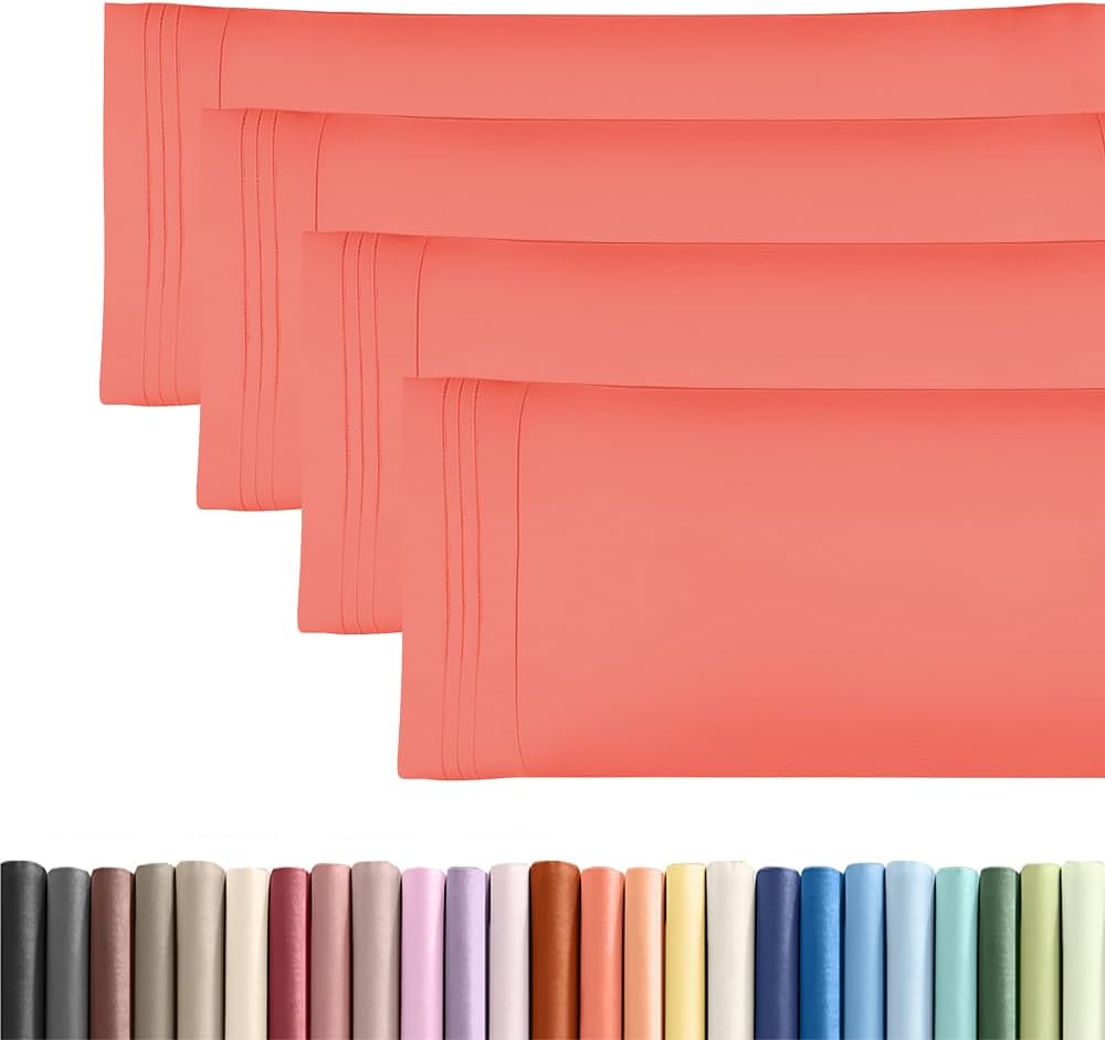 Standard Pillow Cases Set of 10 - Ultra Soft Hotel Quality Pillowcase Covers - Comfy, Cozy & Wrinkle Free - Shrink, Stain and Fade Resistant - Machine Washable Pillow Protectors - 10 Pcs Set - White - Colors A
