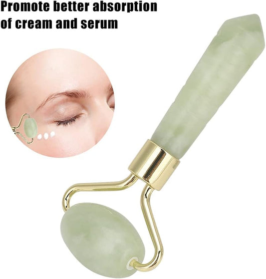 Jade Stone Facial Roller - 3.3x1.6in Face Massager, Mini Handheld Multifunctional Skin Tightening Tool for Face Lifting