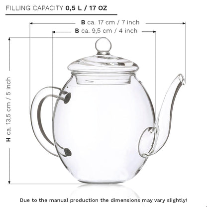 Creano Blooming Tea Gift Set with Glass Teapot 17oz (500ml) - Green Tea Fruity Flavoured Tea Flowers in 6 Varieties - Flowering Tea Gift for Easter