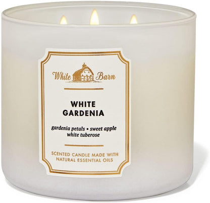 Bath & Body Works, White Barn 3-Wick Candle w/Essential Oils - 14.5 oz - New Core Scents! (White Gardenia)