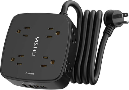 YISHU 6Ft Surge Protector Power Strip with 8 Widely Outlets & 4 USB Ports