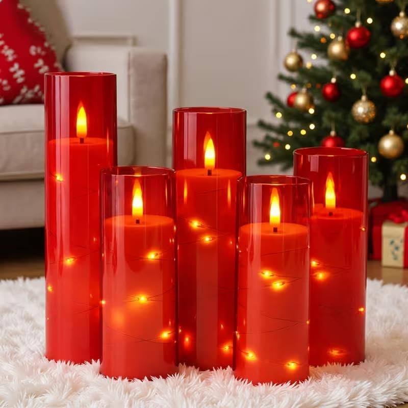 Waterproof Flameless Candles, 12 PC Battery Operated LED Pillar Candles with 2 Remote Controls & Timer, Flickering Indoor Outdoor Candles for Wedding, Patio, Easter, Bathroom, Home Decor, 4''5''6''