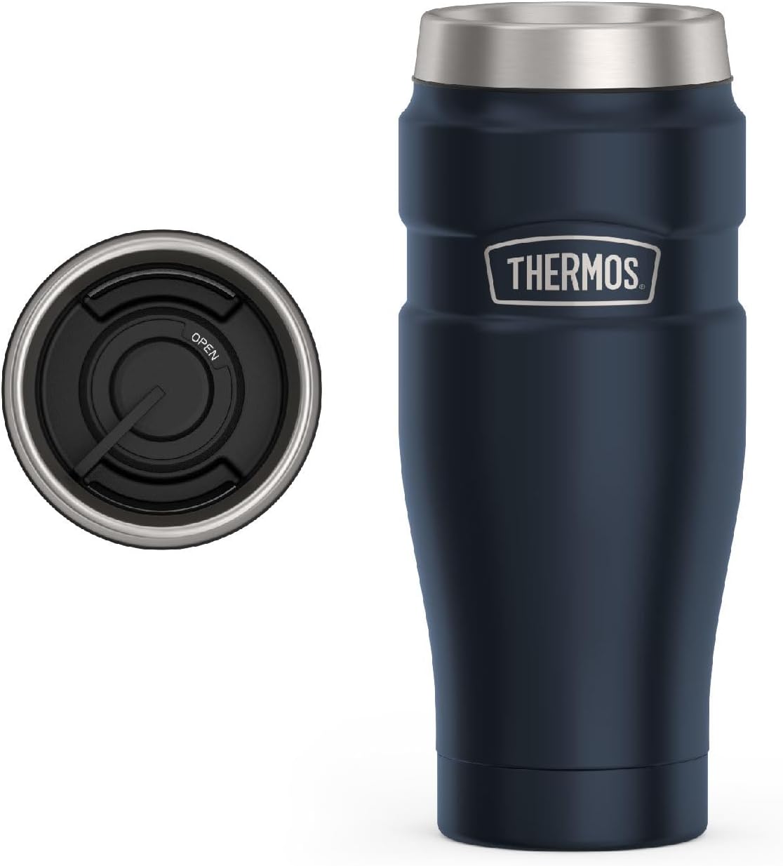 THERMOS Stainless King Vacuum-Insulated Travel Tumbler, 16 Ounce, Matte Steel