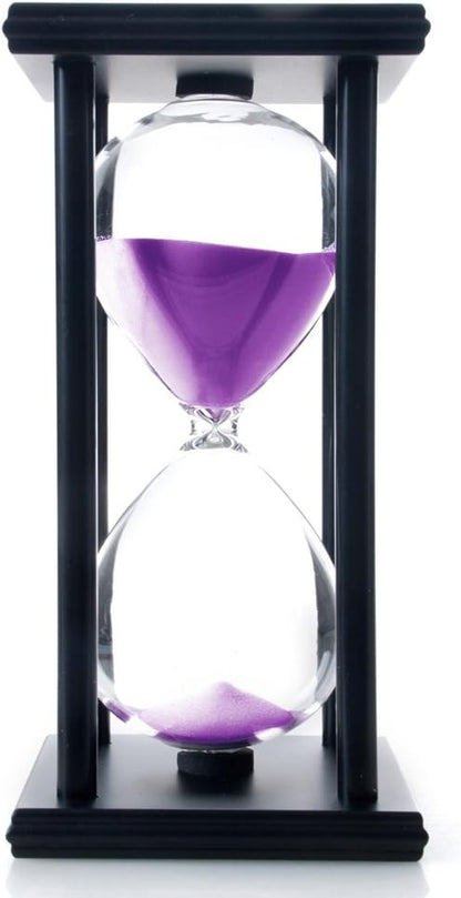 60 Minutes Hourglass, Wood Sand Timer, White | 4 x 4 x 8 inch Sand Clock