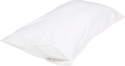 Amazon Basics Standard Breathable 100% Cotton Hypoallergenic Pillow Protector with Zipper, Machine Washable, White, 27 x 21 Inches, Pillows Not Included