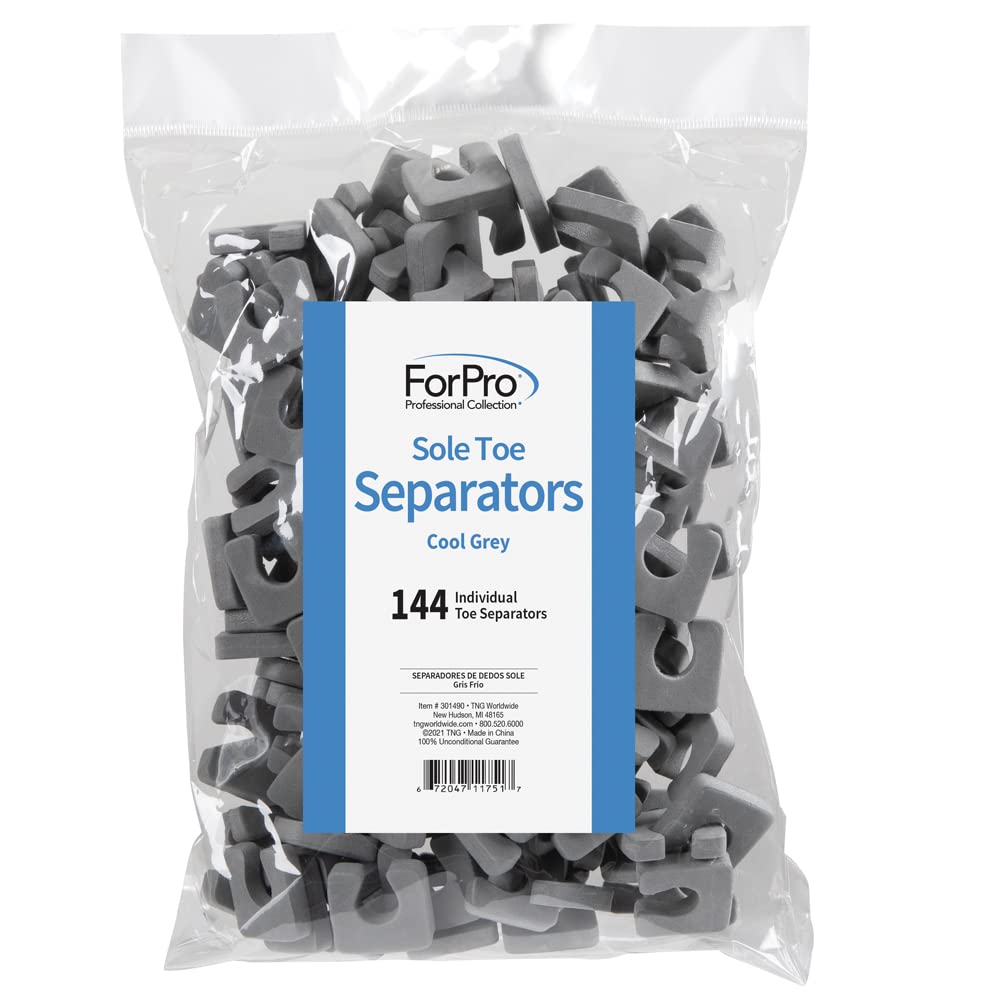 ForPro Sole Toe Separators - Black Luxurious Foam Separators - Individual Toe Separators for Pedicures â€“ 144-Count