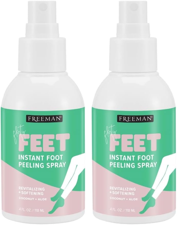 Freeman Flirty Feet Instant Foot Peeling Spray, Exfoliating Foot Mask For Summer, Moisturizing & Smooth Dry, Cracked Heels, Remove Dead Skin Quickly, Cruelty-Free & Vegan, 4 fl.oz./ 118 ml Bottle