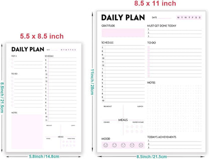 Daily Planner Notepad - A5 Calendar, Scheduler, Organizer with Priority, To Do List, Appointments, Notes, Meals and Water Intake Tracker, 50 Undated Tear-Off Sheets Planning Pad, 5.8"x8.25"