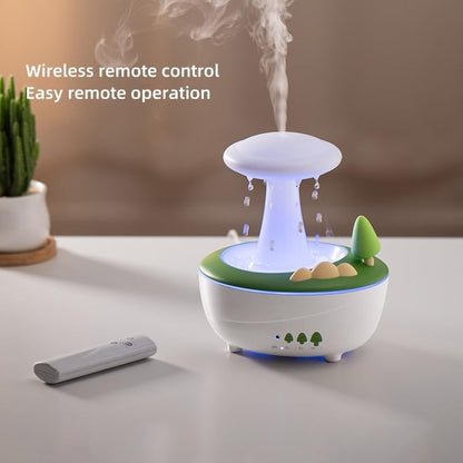 AVEKI Rain Cloud Humidifiers for Bedroom, 280ML Rotating Mushroom Mini Humidifier with Remote &Timer, Dimmable Rain Humidifier Water Drip for Bedroom Sleeping Desk Waterfall Lamp Funny Gift (White)