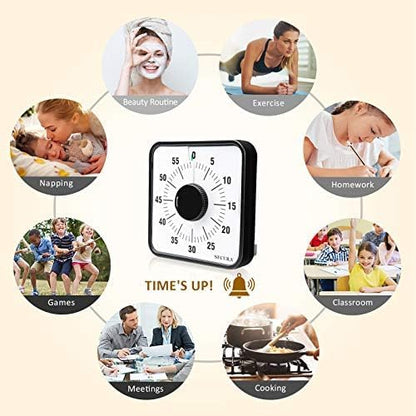 Secura 7.5 Inch Visual Timer, 60 Minute Visual Oversize Countdown Timer for Kids and Adults, Durable Mechanical Time Management Tool (Dark Green)