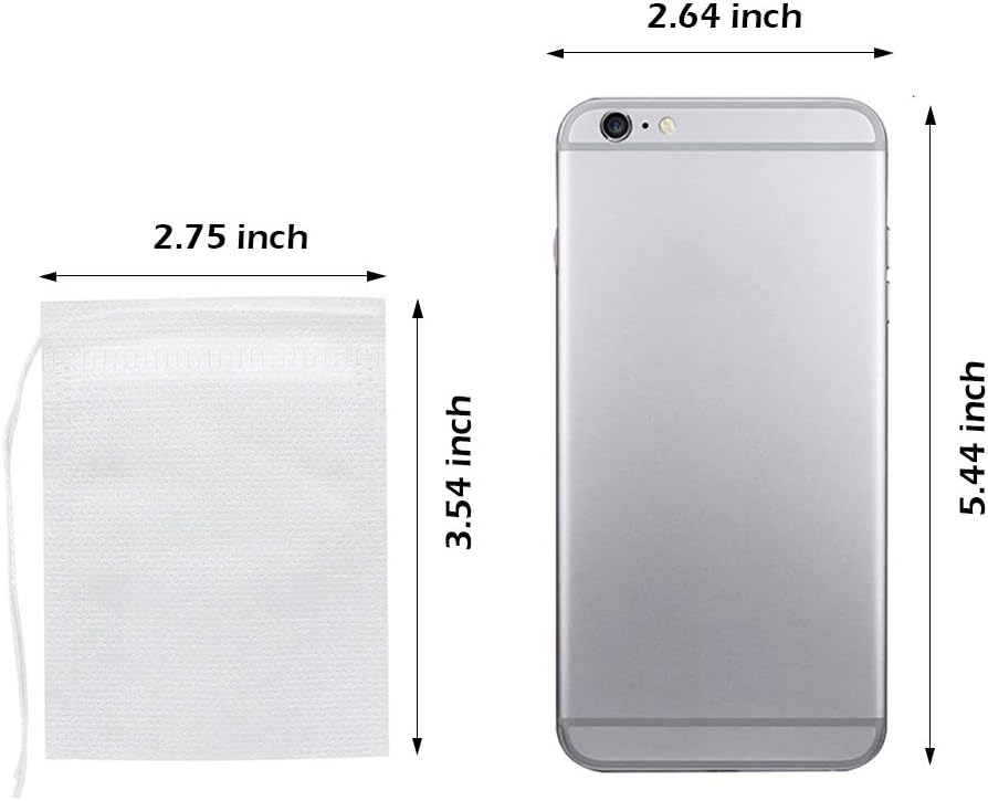 300Pcs Disposable Tea Bags for Loose Leaf Tea, Empty Tea Bags for Loose Tea, 100% Natural Wood Pulp Paper Material, Unbleached Tea Filter Bags with Drawstring