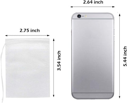 300Pcs Disposable Tea Bags for Loose Leaf Tea, Empty Tea Bags for Loose Tea, 100% Natural Wood Pulp Paper Material, Unbleached Tea Filter Bags with Drawstring