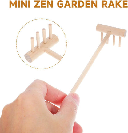 YARNOW 20 Pcs Mini Zen Garden Rake Set, Bamboo Tabletop Sand Tools for Desk Meditation, Small Wooden Accessories for DIY Miniature Craft & Home Decor