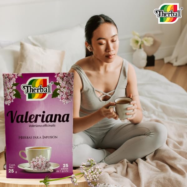 Therbal Valerian Root Herbal Tea – 25 Tea Bags – Natural Sleep & Relaxation Support – Caffeine-Free – 0.88 oz