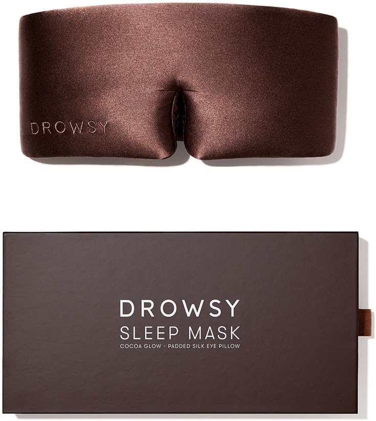 DROWSY Silk Sleep Mask - Face-Hugging, Padded Cocoon for Luxury Sleep in Total Darkness - 100% Pure Mulberry Silk (Black Jade)