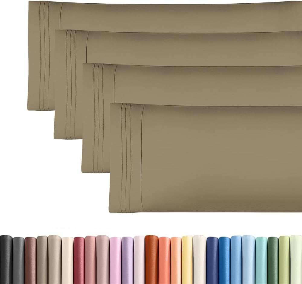 Standard Pillow Cases Set of 10 - Ultra Soft Hotel Quality Pillowcase Covers - Comfy, Cozy & Wrinkle Free - Shrink, Stain and Fade Resistant - Machine Washable Pillow Protectors - 10 Pcs Set - White - Colors B