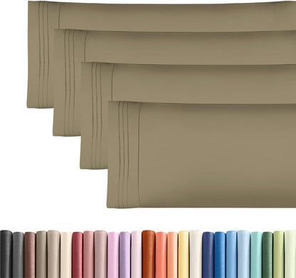 Standard Pillow Cases Set of 10 - Ultra Soft Hotel Quality Pillowcase Covers - Comfy, Cozy & Wrinkle Free - Shrink, Stain and Fade Resistant - Machine Washable Pillow Protectors - 10 Pcs Set - White - Colors B