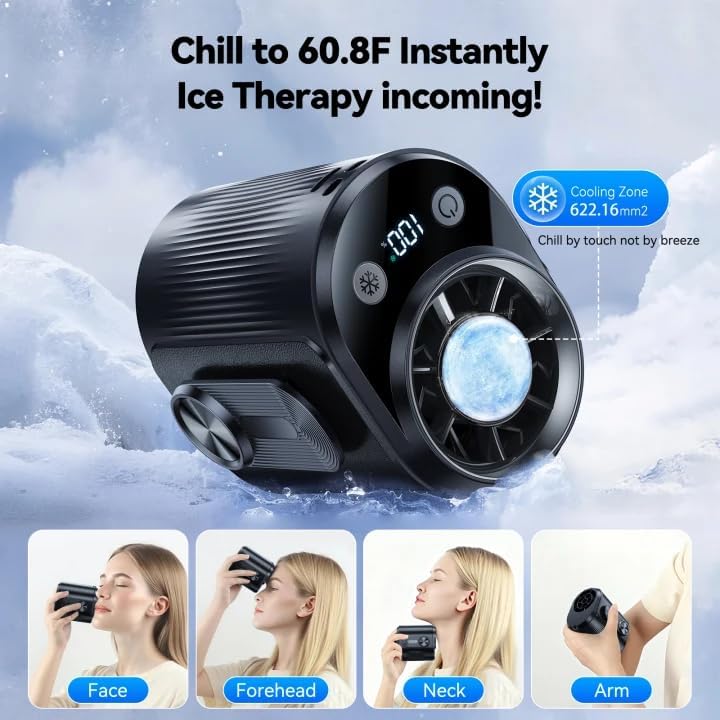 KIMMOO Portable Cool Clip Waist Fan with Ice Cooler,100-Speed, Rechargeable