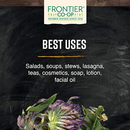 Frontier Co-op Organic Whole Red Clover Blossoms, 0.71oz - Fragrant, Natural and Versatile for Garnishes and Red Clover Tea - Kosher, Non-Irradiated
