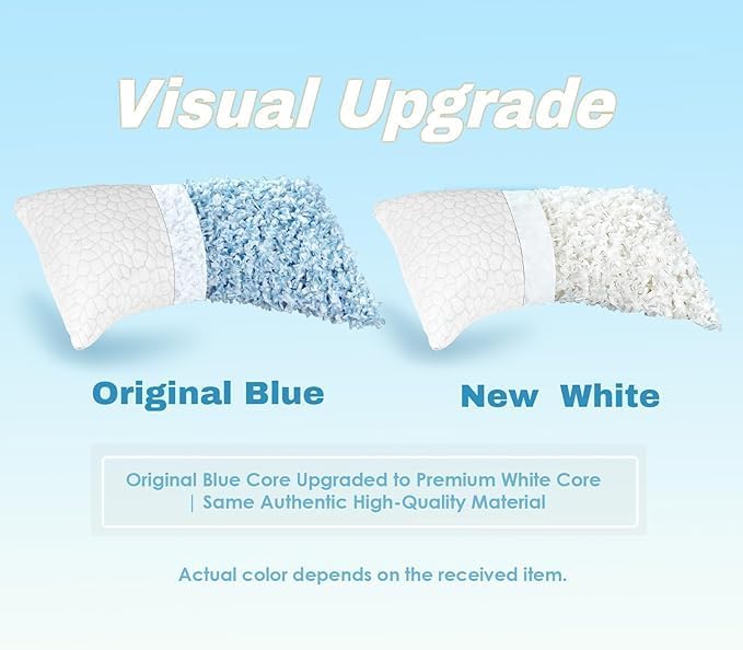SUPA MODERN Cooling Pillow Queen Size Set of 2, CertiPUR-US Shredded Memory Foam Pillows for Sleeping, Cool Bed Pillows for Hot Sleepers, Adjustable Firm Pillow for Side,Back,Stomach Sleepers