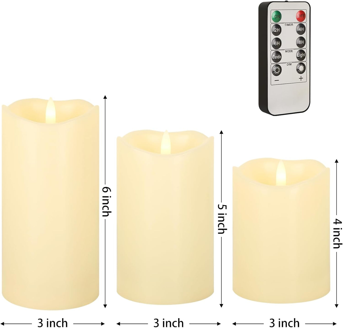 ANGELLOONG Flickering Flameless Candles, Realistic Battery Operated Candles with Remote and Timer, Set of 3 LED Candles for Fall Room Home Wedding Decor Centerpieces Table Party Christmas Decorations
