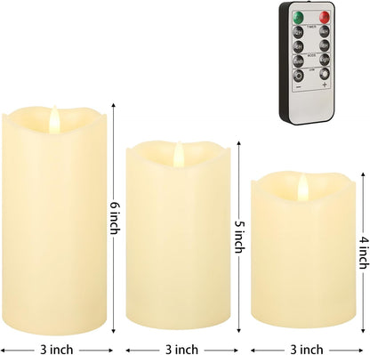ANGELLOONG Flickering Flameless Candles, Realistic Battery Operated Candles with Remote and Timer, Set of 3 LED Candles for Fall Room Home Wedding Decor Centerpieces Table Party Christmas Decorations