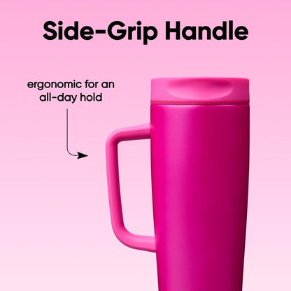 Owala SmoothSip Slider Insulated Stainless Steel Coffee Tumbler, Reusable Iced Coffee Cup, Hot Coffee Travel Mug, BPA Free 12 oz, Pink (Pucker Up)